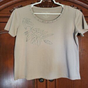 Tan top with embellished silver